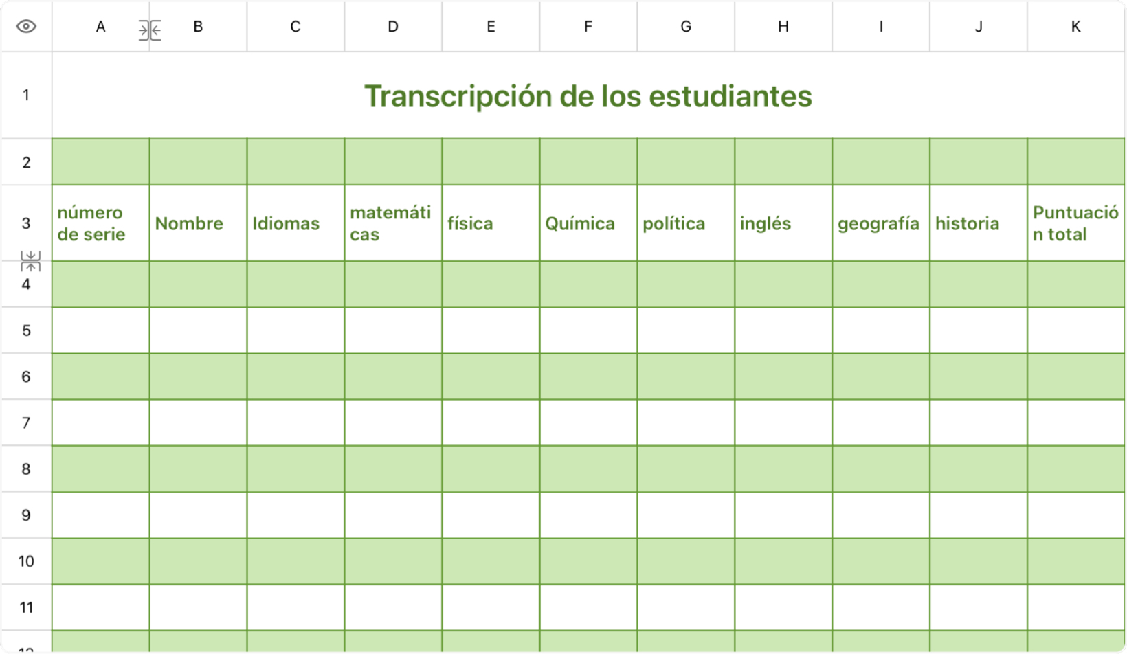Transcripción de los estudiantes